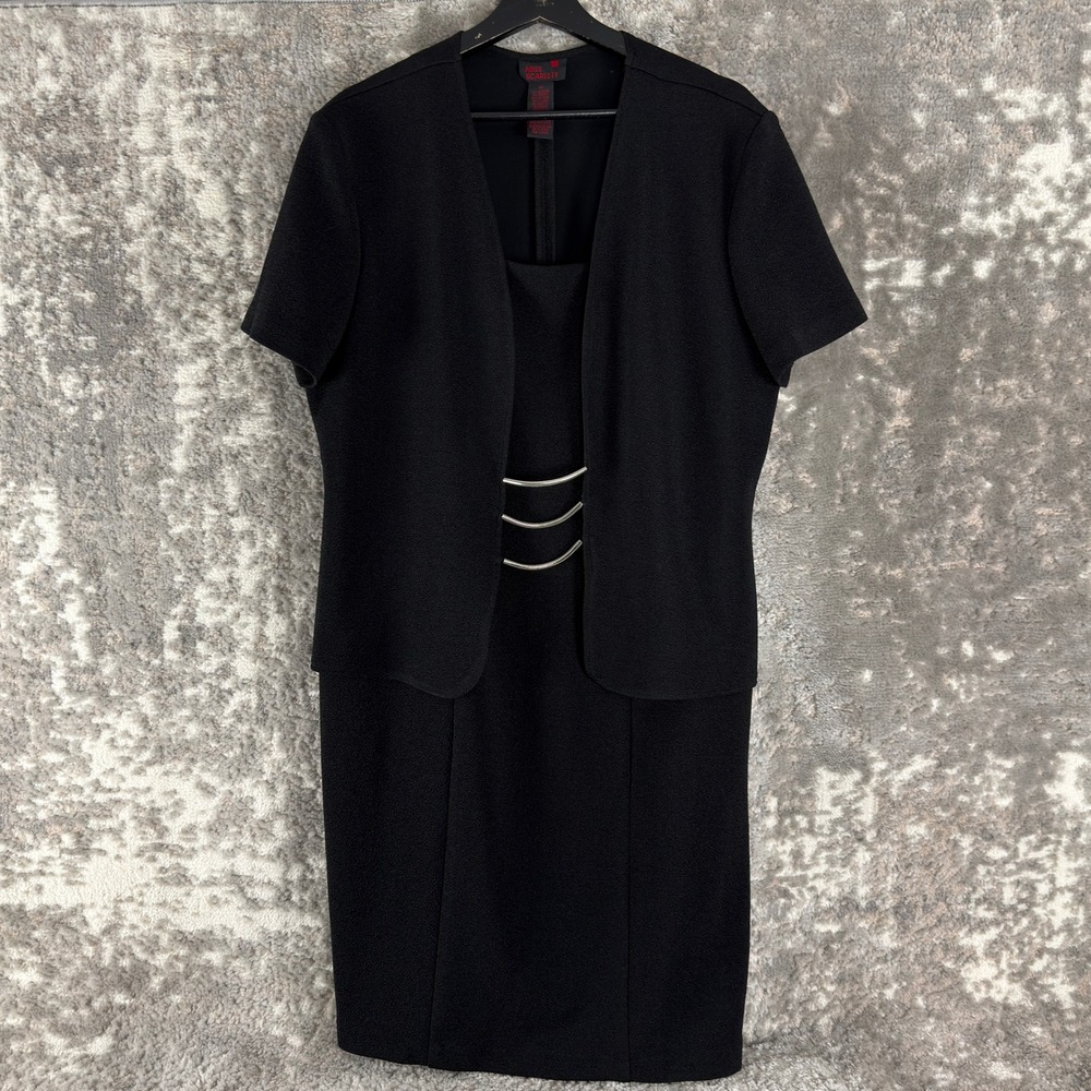 Miss Scarlett‎ Size 18 Metal Accent Sheath Formal Dress Black Short Sleeve Women